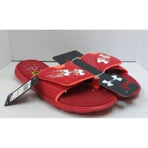 NWT Under Armour Red Mercenary Slides, Water Friendly Unisex Sandals M13/W14.5